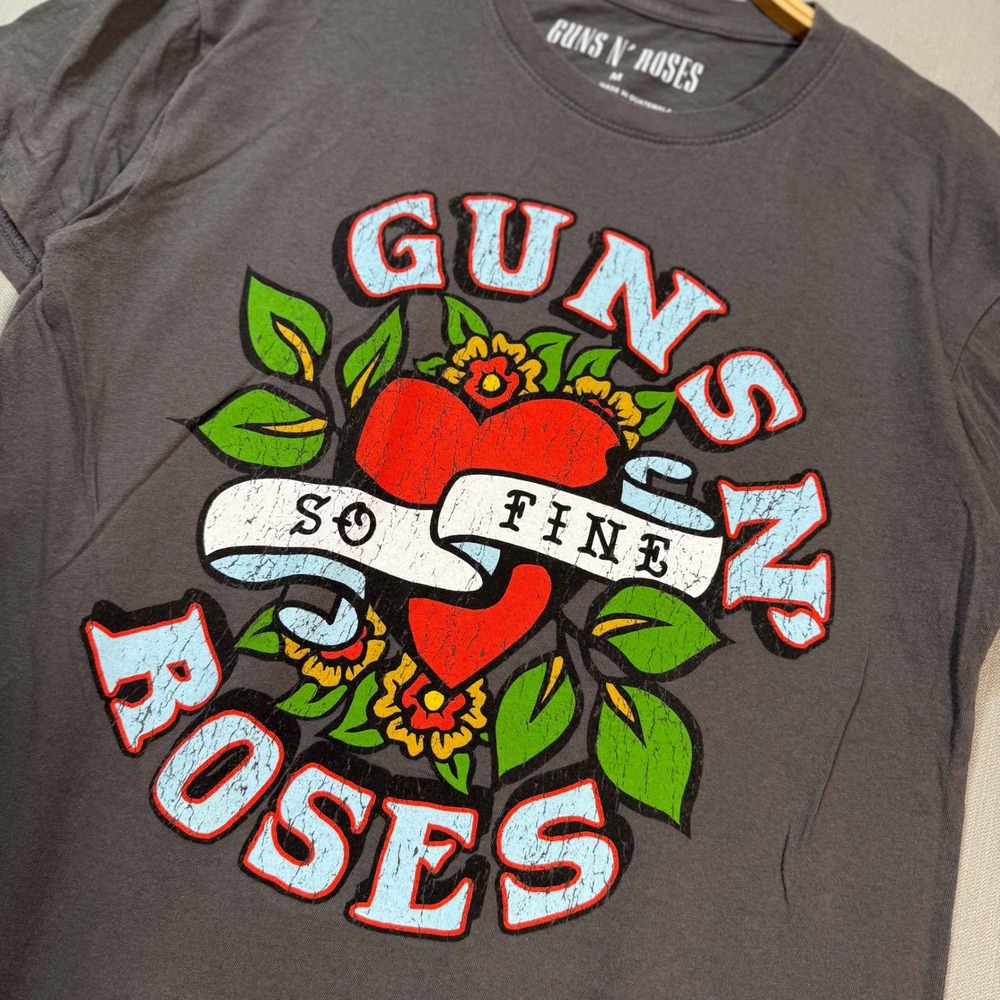 Guns N' Roses So Fine Graphic Band T-Shirt Mens Medium Charcoal Grey Rock Tee